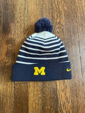 Nike Navy, White & Yellow University of Michigan Winter Beanie